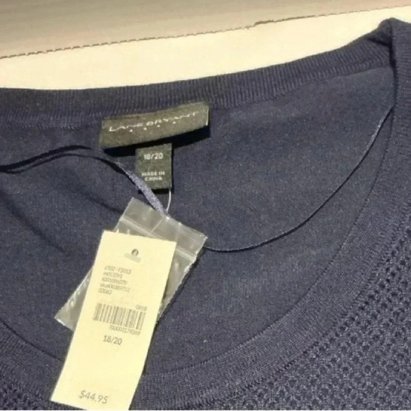 18/20 Lane Bryant Short Sleeve Womens Blue Sweater Round Neck W/Ruched Sides Top - Picture 6 of 7